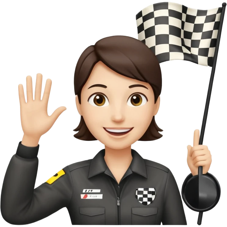 SONO UN DIRETTORE DI GARA AUTO E SBANDIERO CON LA BANDIERA A SCACCHI PUOI GENERARE MENTRE SBANDIERO AUTO emoji