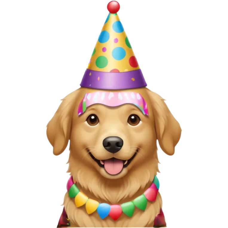 golden retriever at a birthday party emoji