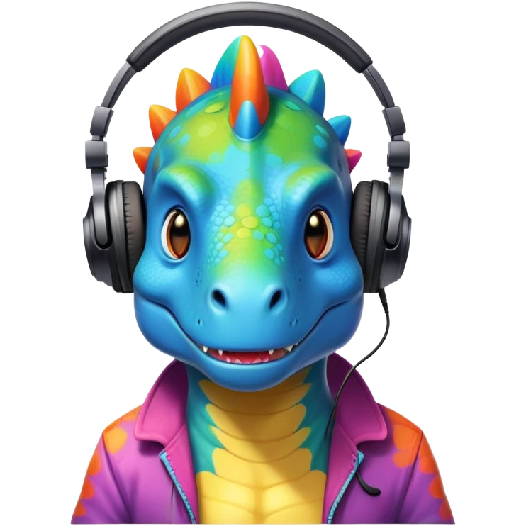 Dinosaurio muy bonito músico DJ emoji