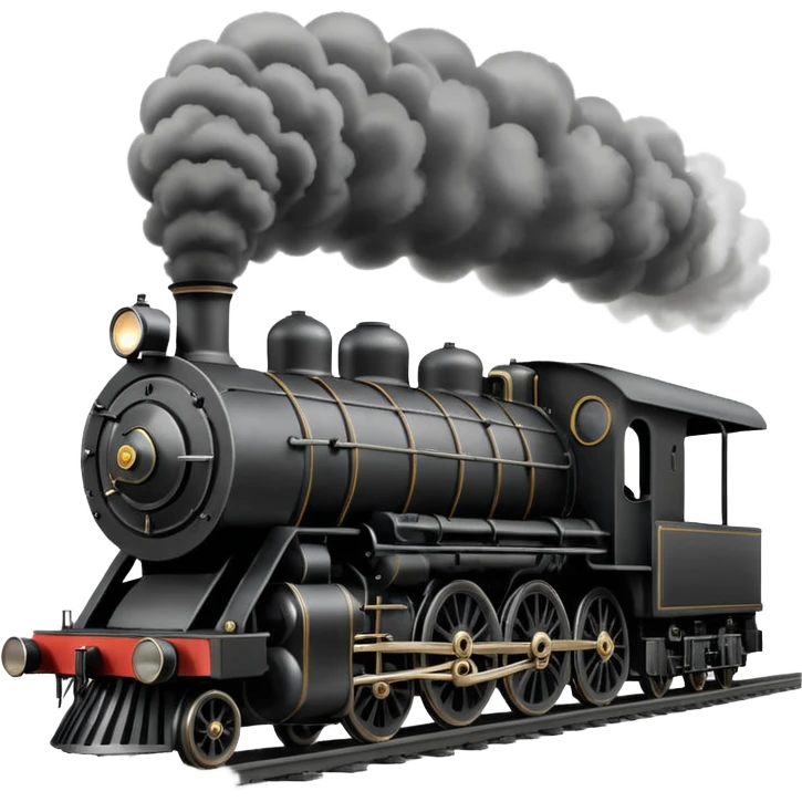 an old-fashion steam train seen head-on as it moves down the tracks emoji