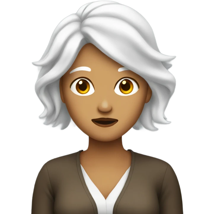 Woman with white hair shrugging emoji