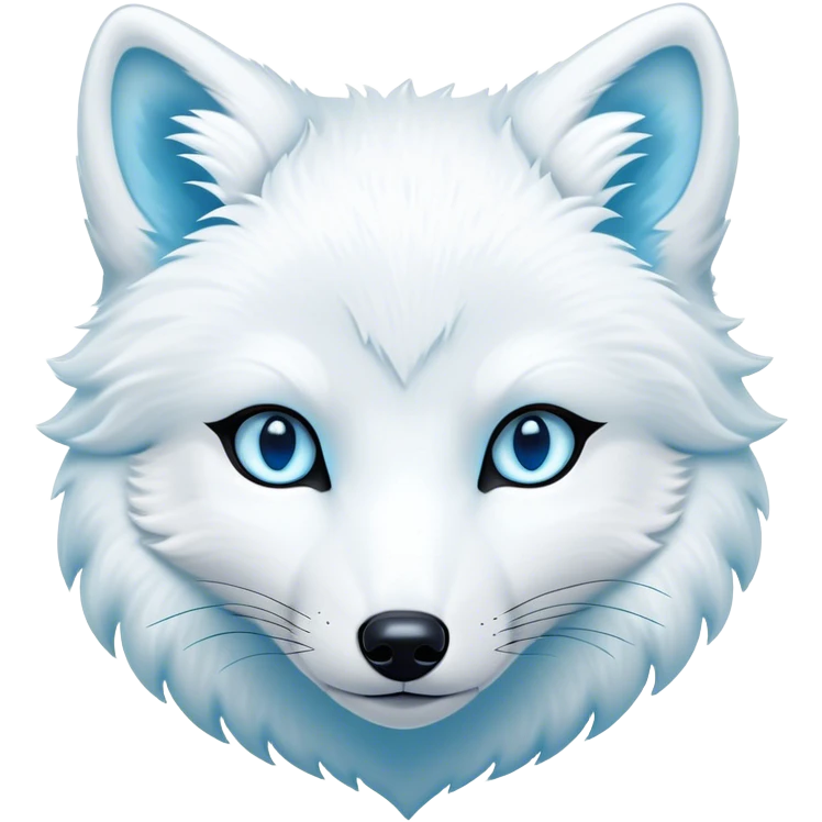 Cinematic Noble Arctic Fox Portrait Emoji, Poised and regal, with a compact, agile build and a luxurious, pure white Fur accented by a subtle hint of icy blue, deep-set soulful piercing eyes, Simplified yet sharp and sophisticated features, highly detailed, glowing with a soft, dignified glow, high shine, intelligent and cunning, stylized with an air of arctic elegance, focused and attentive, soft glowing outline, capturing the essence of a watchful and confident fox, so majestic it feels as though it could dash out of the screen with effortless authority! emoji