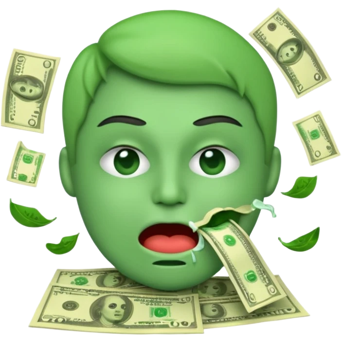 🤑 Money-Mouth Face Emoji, but vomiting instead of a tongue sticking out
 emoji