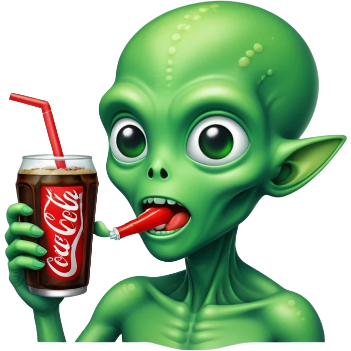 alien enjoying a cold Coke emoji