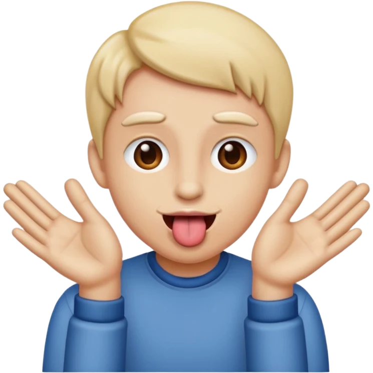 Face with tongue out and hands on either side  emoji