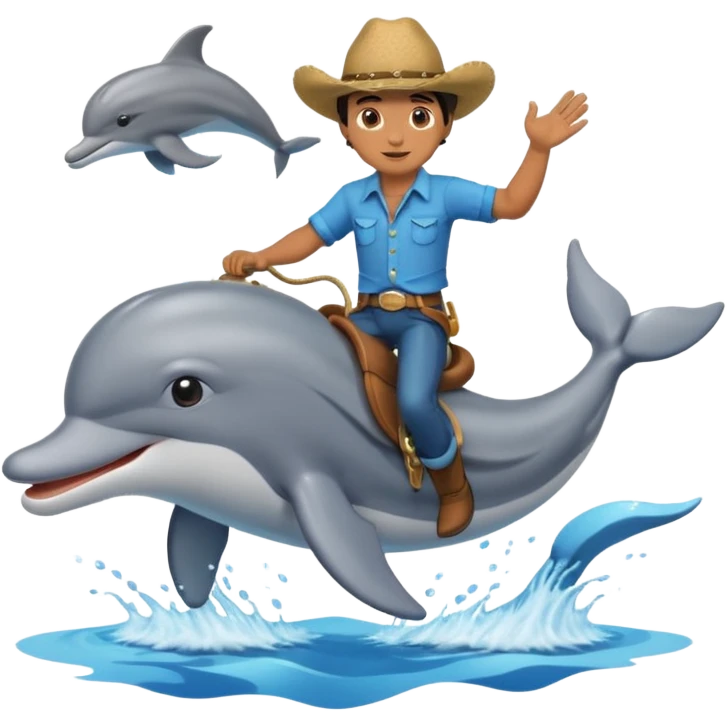 Cow boy riding a dolphin  emoji