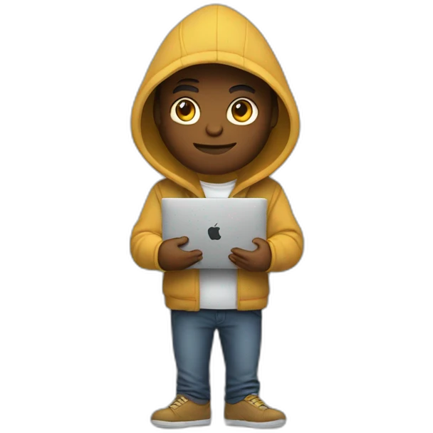 Developer with hoodie and a macbook emoji