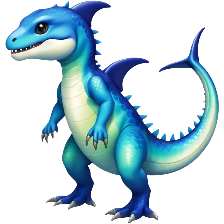 white blacks colorful gradient shiny glossy Fakémon-Digimon-orca-reptile-dragon-lizard-creature-hybrid (full body) emoji