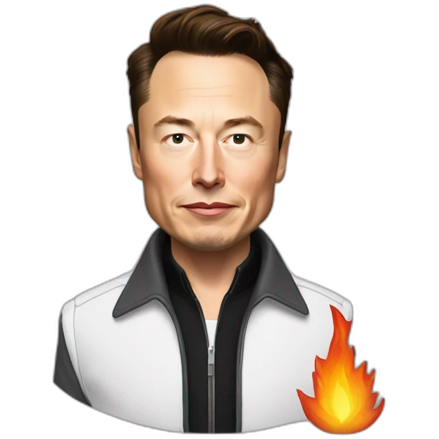 Elon musk avec un lance-flamme emoji
