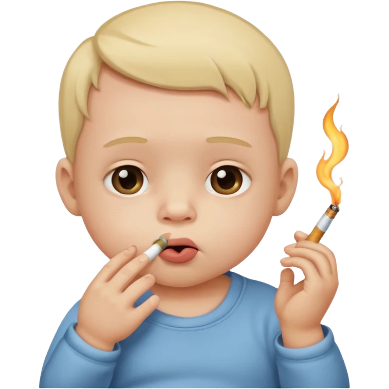 a baby smoking a cigarette and looking drunk emoji