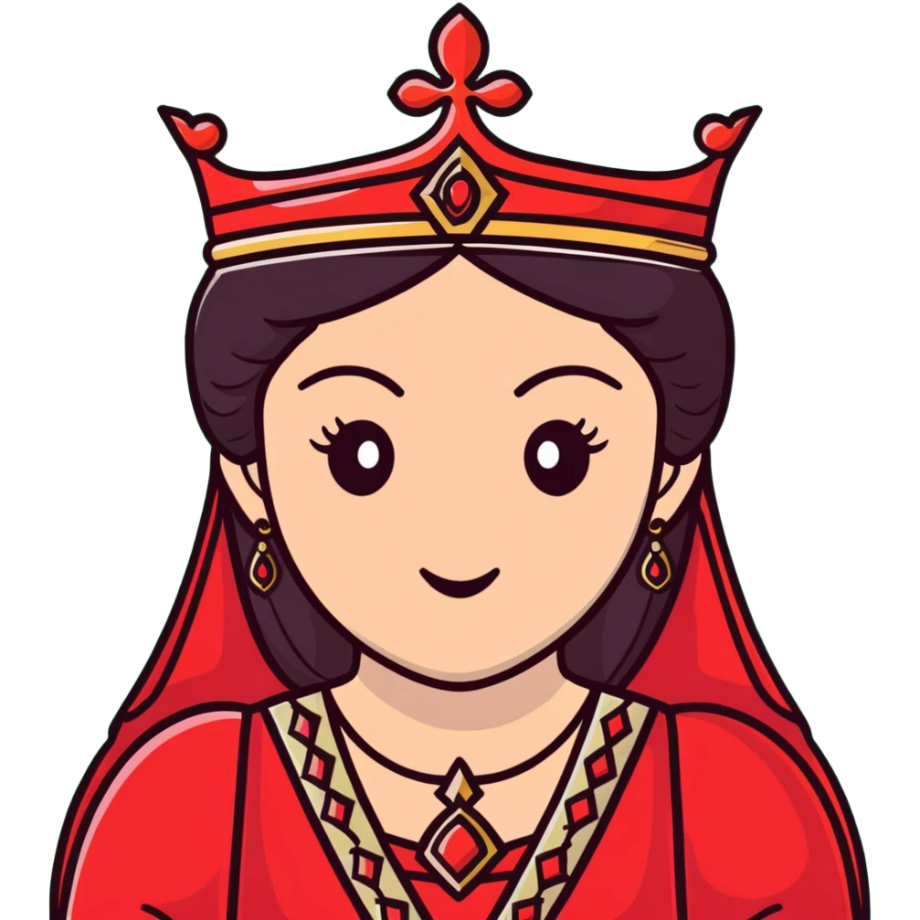Ottoman queen with red dress and crown, imperial Turkish royal attire emoji