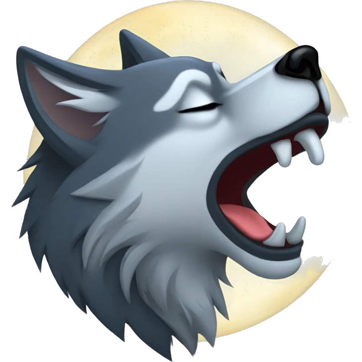wolf howling at the moon and crying emoji