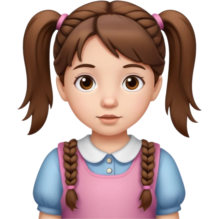 Little girl with brown hair and pigtails  emoji