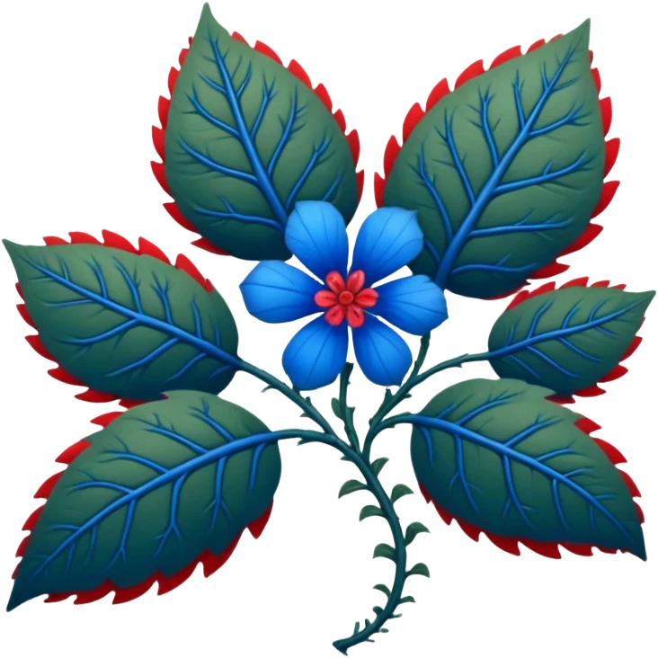 dull green leaves & red & blue flowers filigree design, leaf shapes, flower shapes, nature shapes, toxic nature, toxic plants emoji