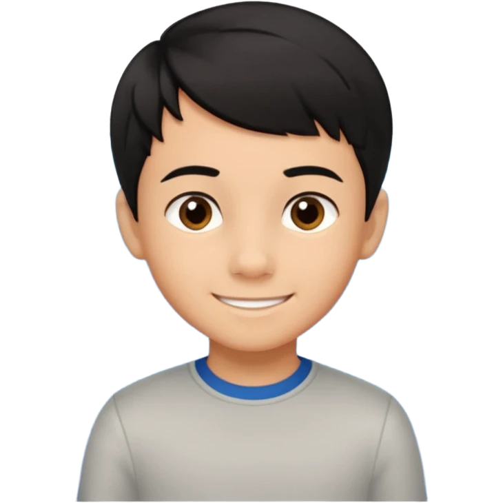 An Emoji of boy age in 10 with short black hair, who can be described by three words: perfectionist, air, ocean emoji