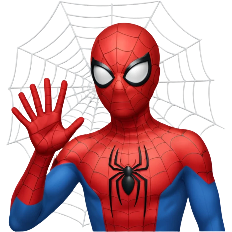 do a spider man and spider web throwing from his hand with ily position emoji