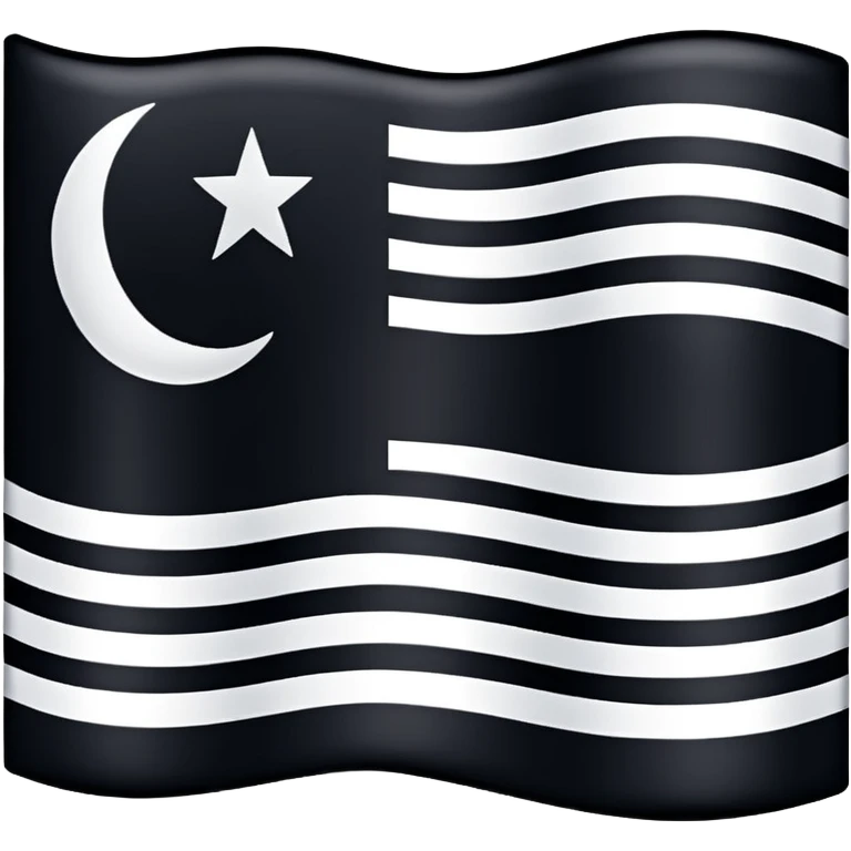 A simple flag with three black horizontal lines and three white horizontal lines, no stars and no moon emoji