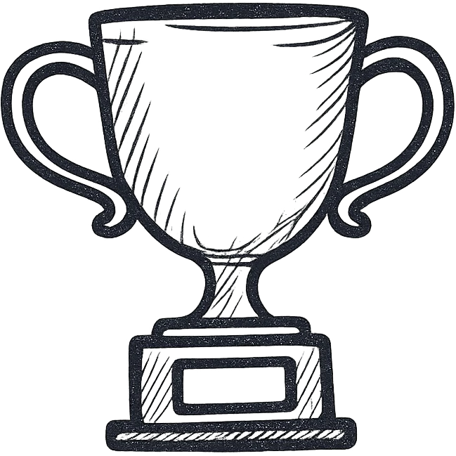 trophy, black outline icon style, no fill, hand-drawn feel emoji