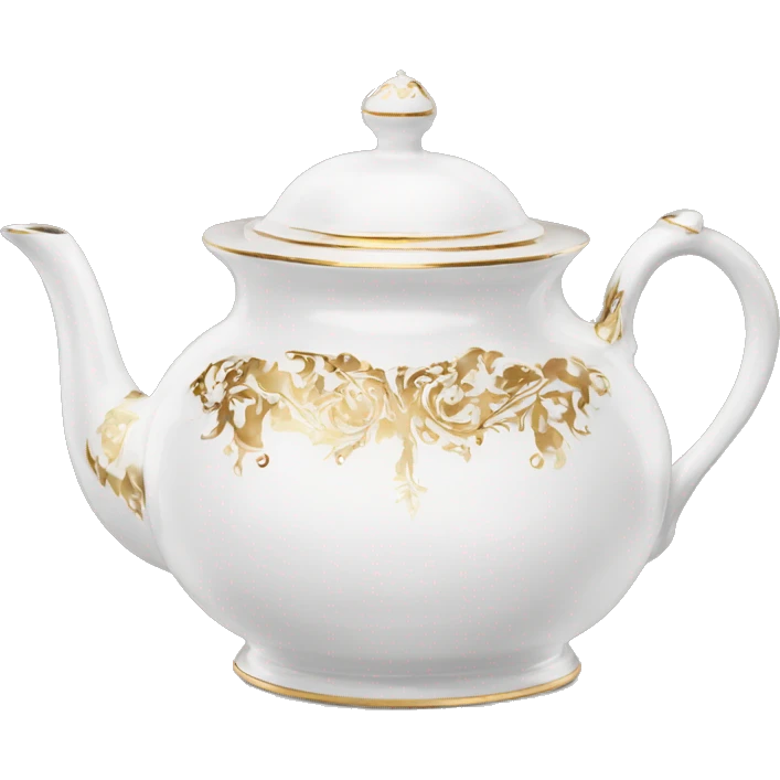 white and gold detailed victorian porcelain tea pot emoji
