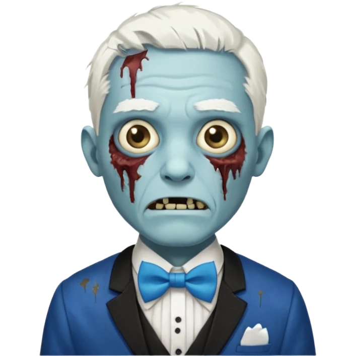 zombie, white hair waiter with blue bow tie emoji