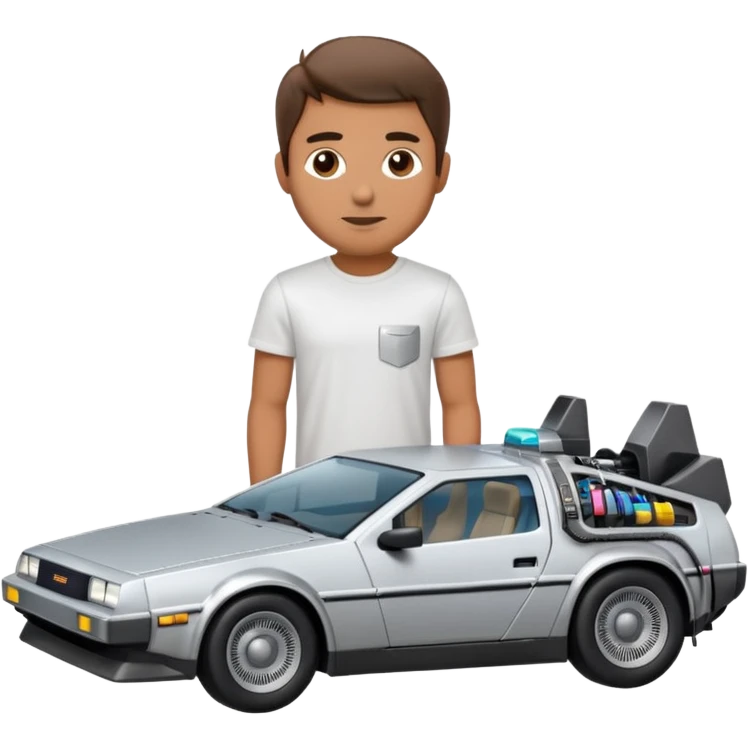 man with delorean in background  emoji