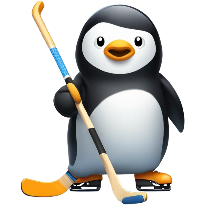 penguin playing hockey  emoji