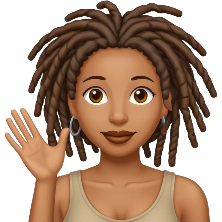 Black woman with locs saying hi emoji
