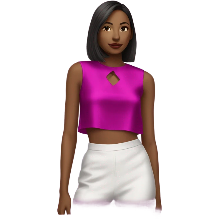 Realistic magenta cut out silk crop top blouse. emoji