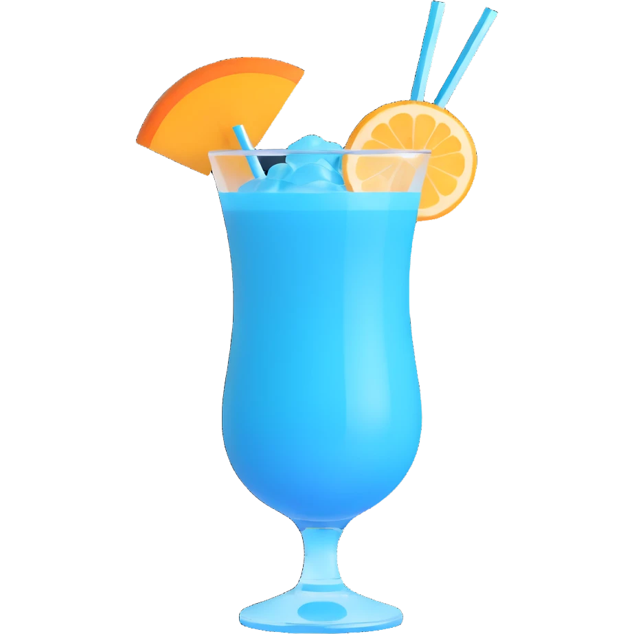 blue curaçao tropical cocktail in a hurricane glass emoji