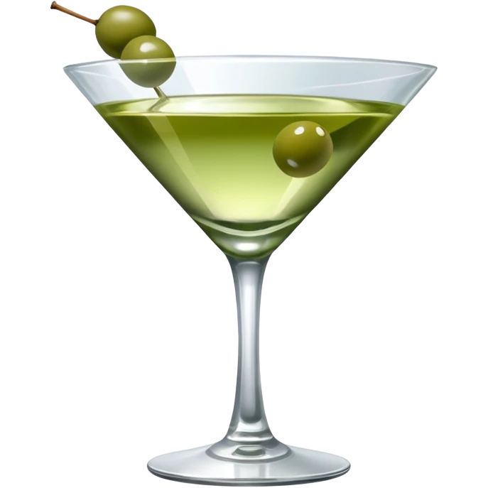 martini with 3 green khaki olives. liquid should be a bit more of a clear color. fancy  emoji
