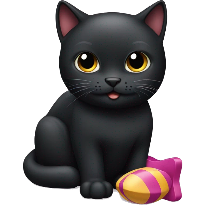 Black cat with toy emoji
