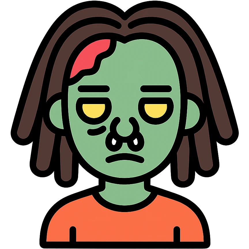zombie with dreadlocks and a septum piercing emoji