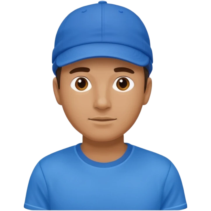 blue tennis hat and blue tshirt man emoji
