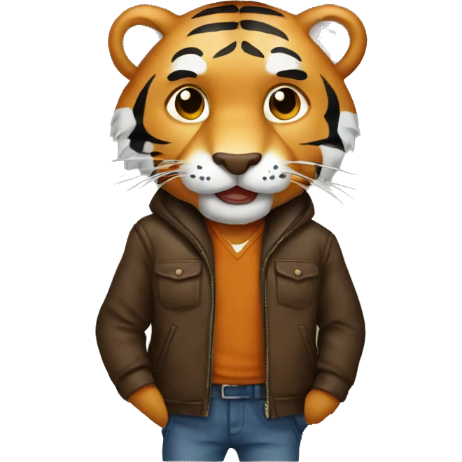 Tiger with brown jacket emoji