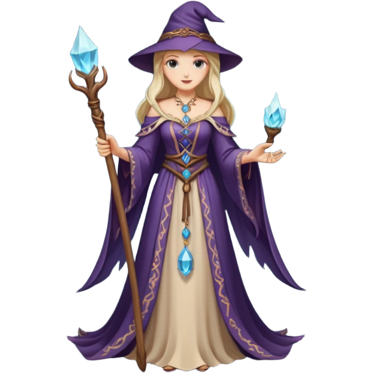 portrait of Elegant sorceress – Long dress, staff





 emoji