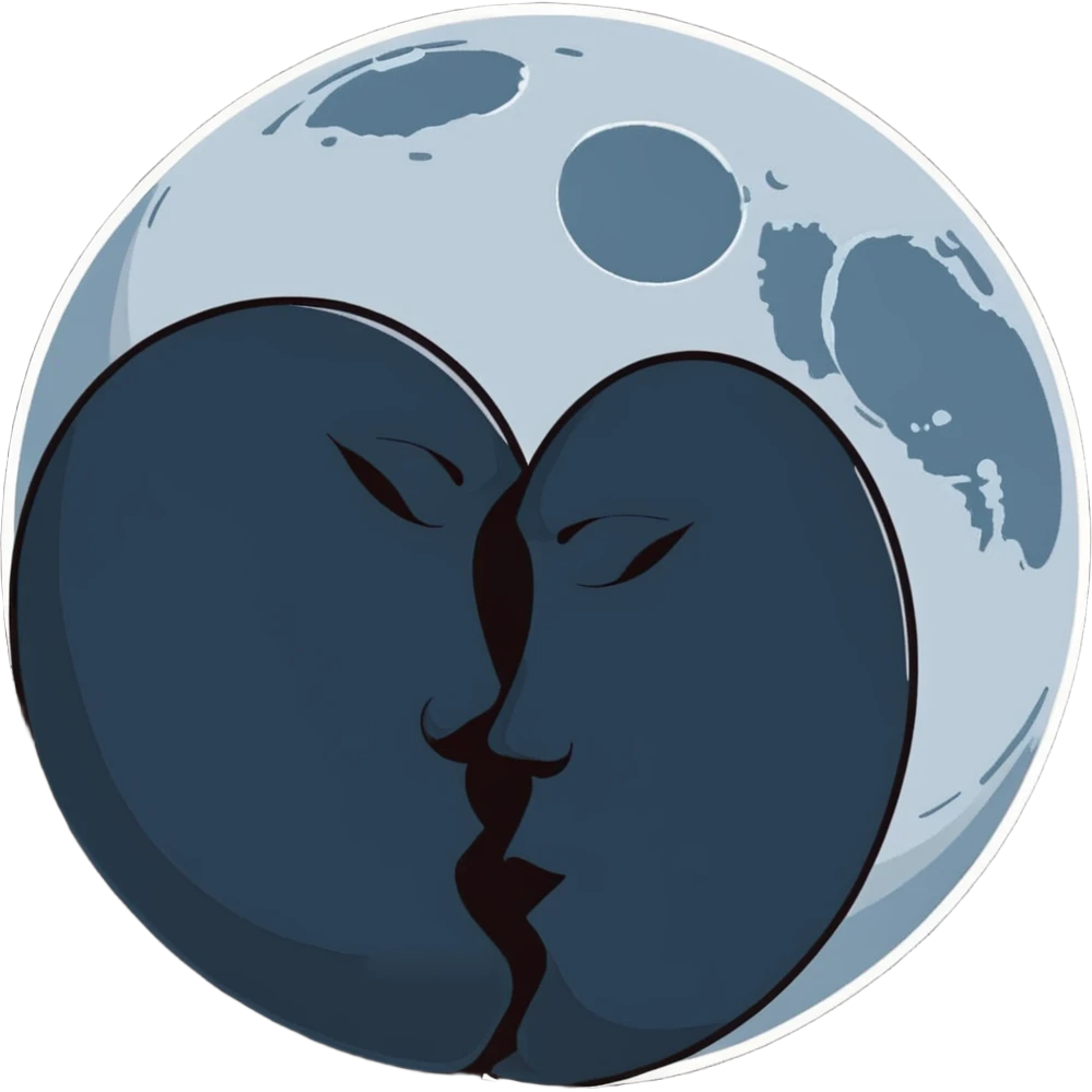 full moon kissing dark moon emoji