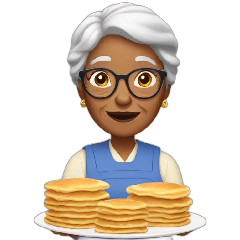 Granny with pancakes emoji