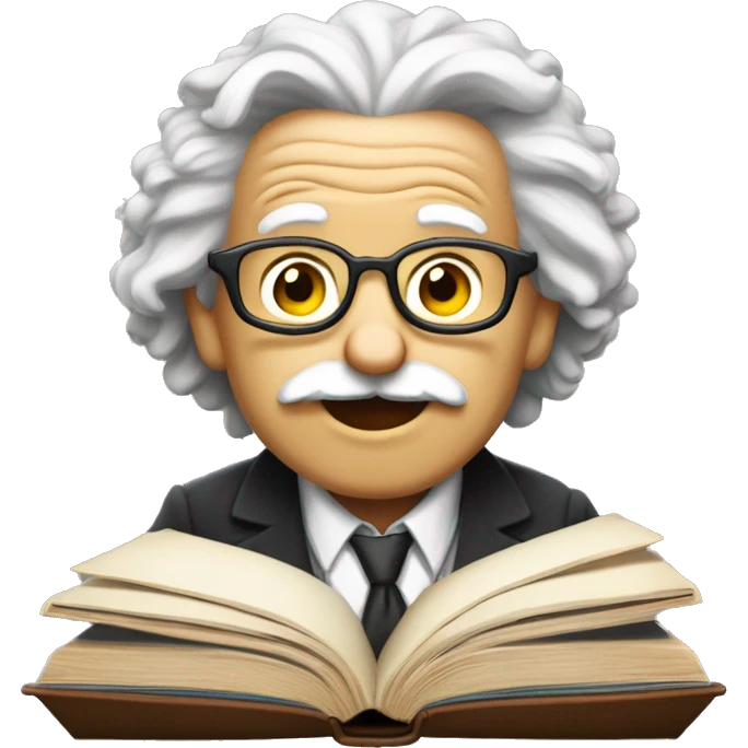 ola hecha con libros y Einstein encima surfeando emoji