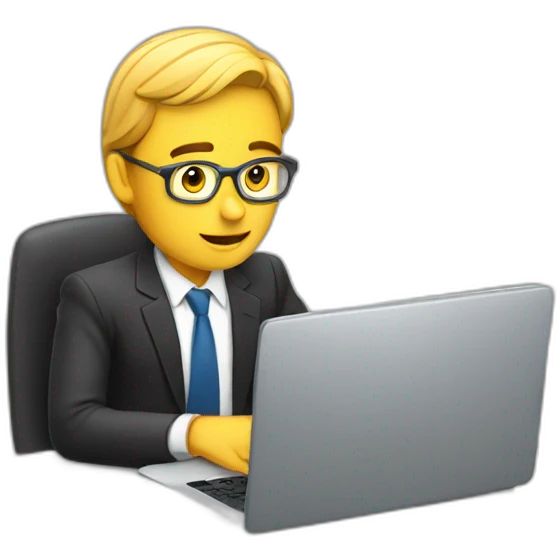 Business man watching his laptop emoji