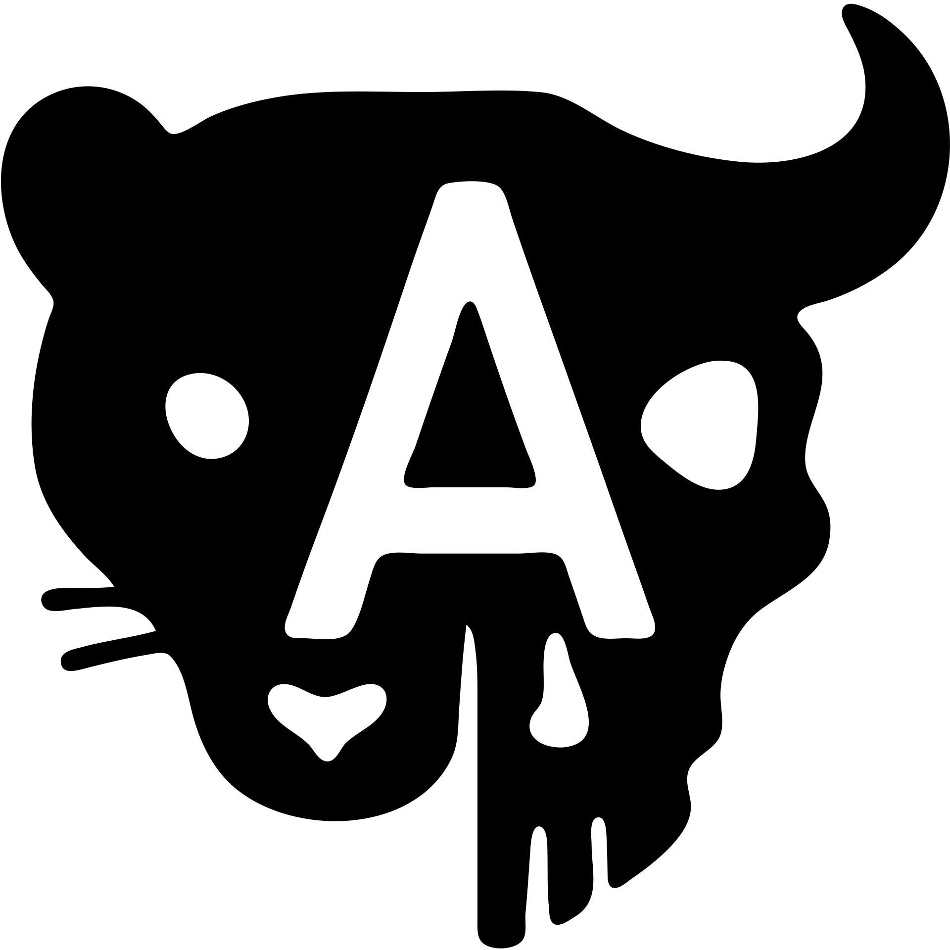 a minimalist red icon merging left half of stoat face with right half of minotaur skull with broken horn, where the letter A appears as negative space/transparent area in the middle, very simplified design with minimal details, everything visible is red emoji