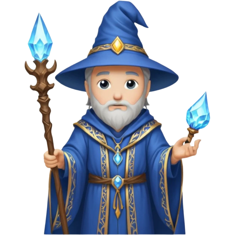 wizard holding glowing staff. emoji