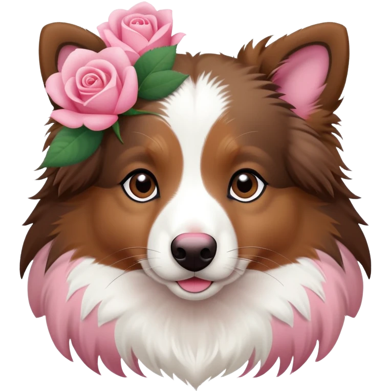 Mini aussie mix with a rose emoji