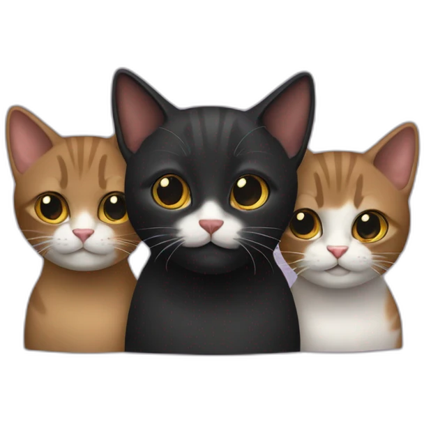 Gato negro con dos hermanos  emoji
