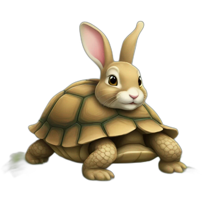 Lapin sur tortue emoji