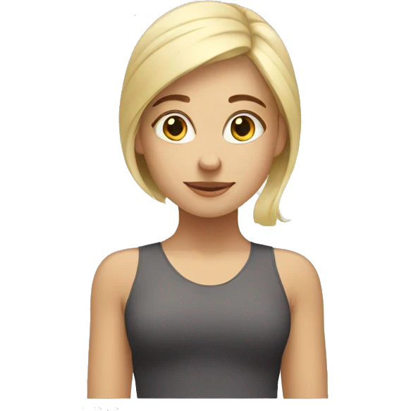 Blonde girl in asana.  emoji