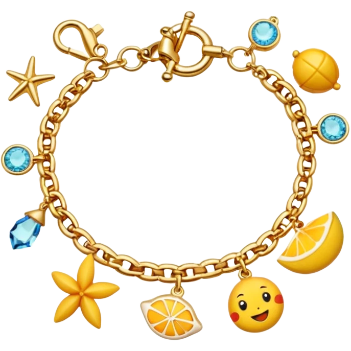 a golden bracelet with summer charms emoji