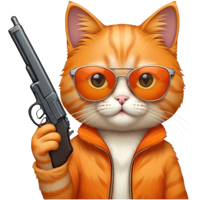 Cat wearing sunglasses and holding gun  emoji