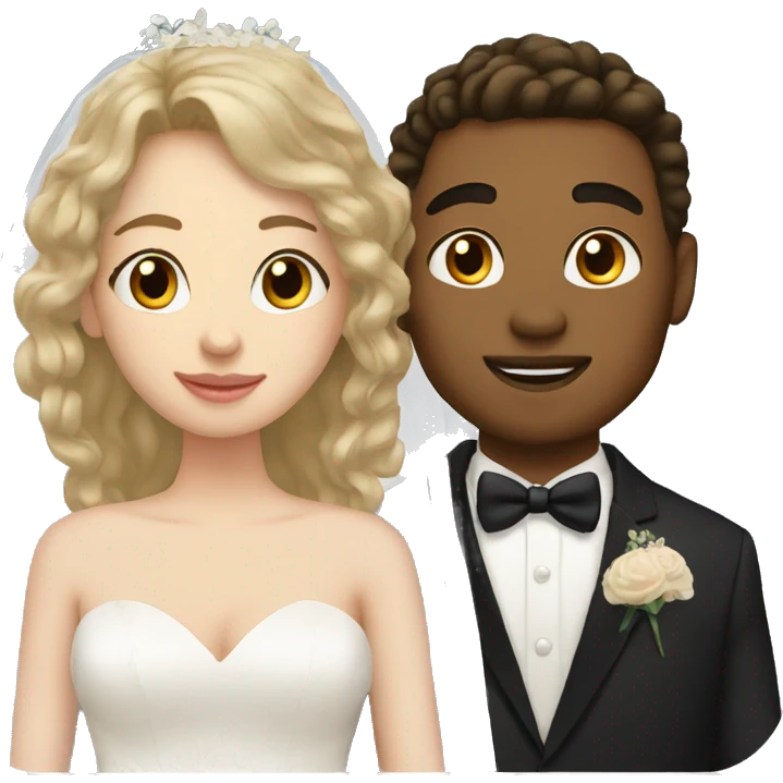 boyfriend and girlfriend in wedding, light skinned emoji