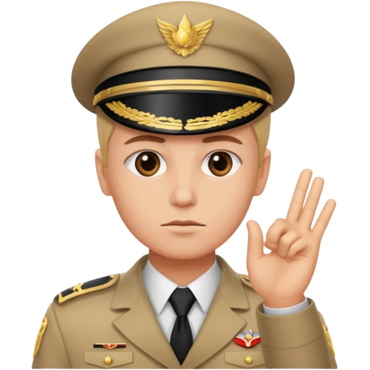 A serious face with a hand salute  emoji