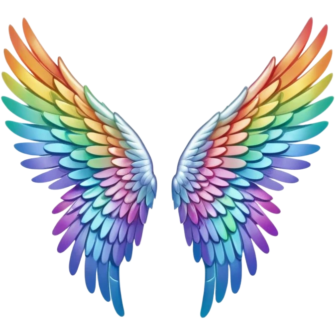 Rainbow iridescent angel wings emoji